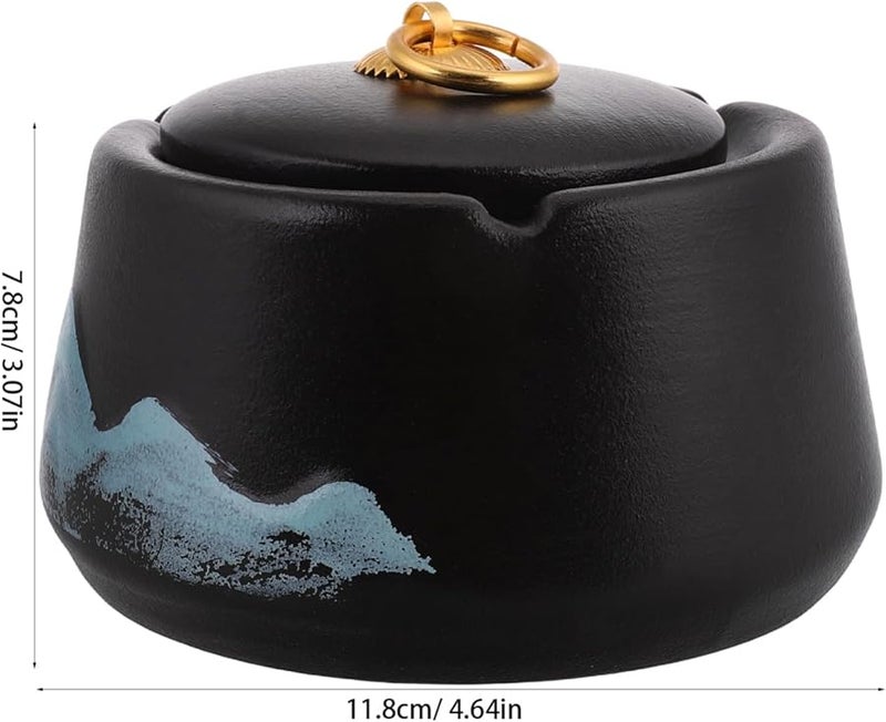 مطفأة سجائر خزفية إبداعية بغطاء، أنيقة وديكورية للمنزل والمكتب والسيارة، سهلة التنظيف - Image 2